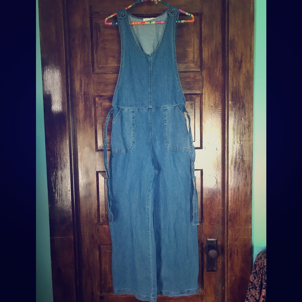 Native brand denim jumpsuit with tie waist